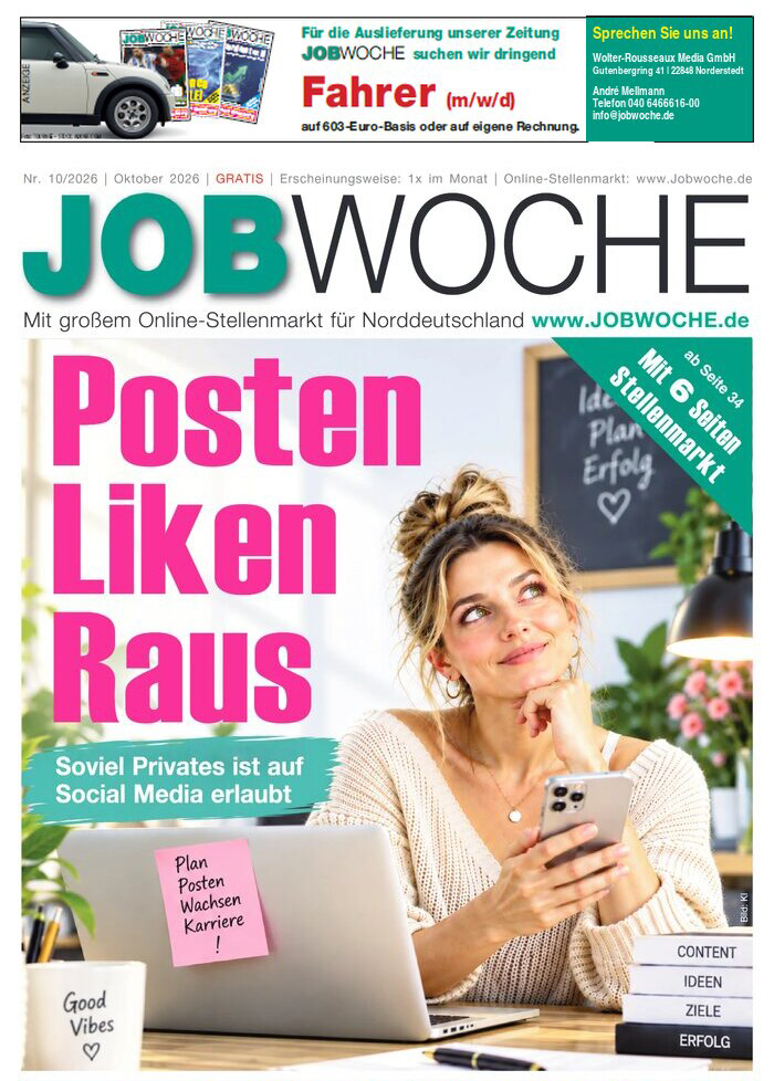 Titelseite der JOBWOCHE mit Kopfanzeige über dem Logo